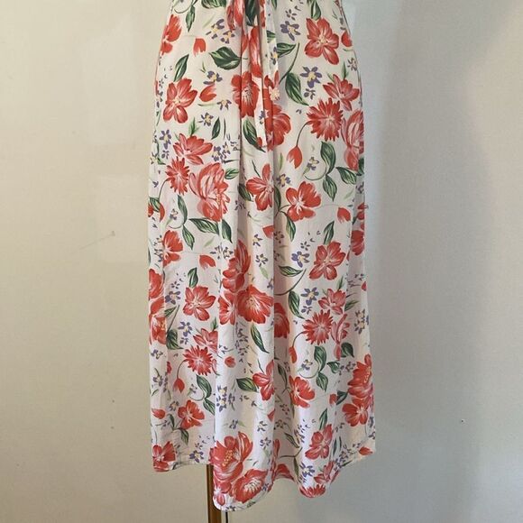 Vintage 90's Sheer White Floral Midi Dress with Back Tie Size Medium - Picture 8 of 12